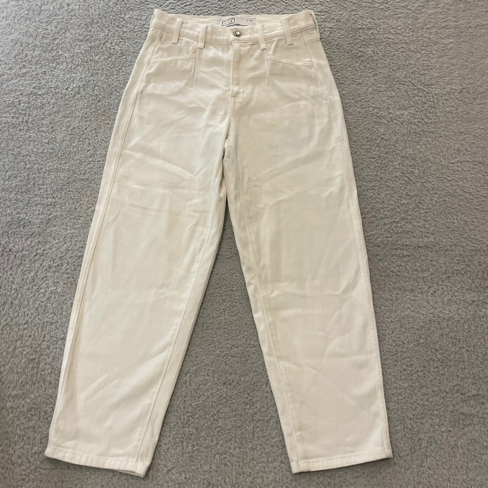 AYR The Beat Barrel Jeans Women 26 (29x26) White High Rise Cropped